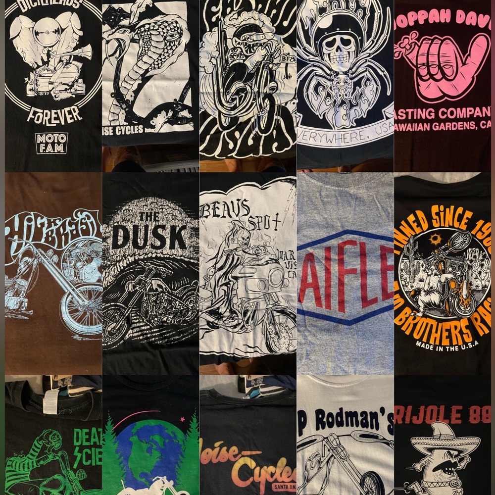 Bunch of chopper Harley shirts. Size large